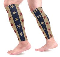 LEVEIS July 4Th Independence Day American Flag Stars Calf Compression Sleeves 1 Pair, Leg Performance Support for Shin Splint Calf Pain Relief Men & Women Guards Sleeves for Running Cycling