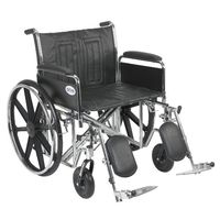 Drive Medical Sentra EC Heavy Duty Wheelchair with Various Arm Styles and Front Rigging Options, Black, Bariatric, 24 Inch