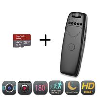 Wakio Mini Spy Hidden Body Camera 1080P Full HD Portable Nanny Cam with Night Vision Portable Pocket Clip Wearable Video and Voice Recorder Small Security Camera for Sport Home Office(with 32G Card)