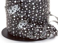 250YDS Spool of 3/8" Black & White Reversible Polka Dot Poly Curling Ribbon