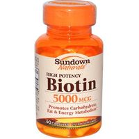 High Potency Biotin, 5000 mcg, 60 Capsules by Sundown Naturals