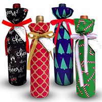 Premium Wine Bottle Bags - Reusable & Ecofriendly! Make Your Bottle Look Special. (Set of 4 with Gift Tags and Decorative Ribbons)