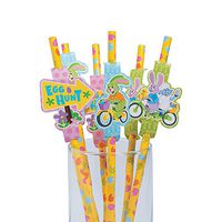 Paper Straws With Easter Character Cutouts (set of 24)
