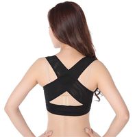 Back Support Posture Corrector Chest Brace Up for Women Posture Corrector Shapewear Tops Breast Support Bra Top X Strap Bras (Color : Black, Size : S)