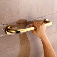 YUTU JFS01 Polished Zirconium Gold Solid Brass Safety Grab Bar 13.7-inch Bathroom Radian Angle Grab Holder