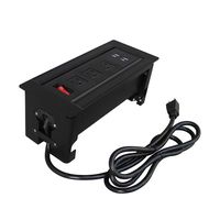 Zeshan Table Power 90 Degree Rotating Outlet with 3 Power Plug 2 USB Extension Cord and On/Off Switch Black