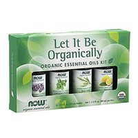 NOW Essential Oils, Let It Be Organically Kit, 4x10ml Including: Organic Lavender, Organic Tea Tree, Organic Peppermint and Organic Lemon Essential Oils