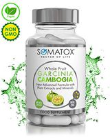 SOMATOX Garcinia CAMBOGIA Pure Whole Fruit - Natural Weight Loss • Burn Fat • Slimming Diet Pills • Appetite Suppressant Max Strength 1000mg / 60 Veg Caps 30 Day Supply Made in UK (Free eBOOK)