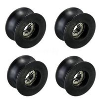 Letool 4pcs 608zz coated pa66 nylon 1.57inches bearing roller wheel 8x40x20mm U type groove pulley