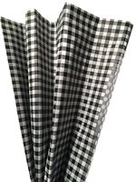 Printed Tissue Paper for Gift Wrapping with Design (White & Black Gingham), 24 Large Sheets (20x30)