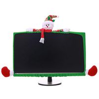 Christmas Computer Monitor Cover, Elastic Xmas Decorations Snowman Computer Laptop Monitor Border Cover for Home Office Decor Year Gift Ideas