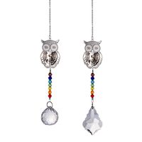 Crystal Suncatcher Chakra Colors Beads Owl Window Hanging Ornament Rainbow Suncatcher,Pack of 2 for Christmas Day,Wedding,Plants,Cars,Window Decor