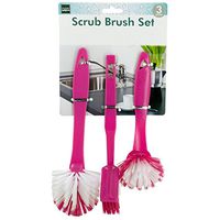 Kole Imports OS177 Kitchen Scrub Brush Set, Colors may vary ( Pink/White )