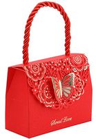 20pcs Butterfly Decorative Boxes Paper Tote Gift Bags with Handle, DriewWedding Wedding Flower Favor Boxes for Anniversary, Birthday Parties, Baby Shower, Bridal Showers - Red, 3.5"x1.6"x2.8"