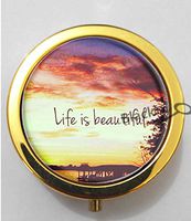 BlackKey Life is Beautiful Quotes 3-Compartment Decorative Pocket Gift Box Case Organizer for Pill, Color 2 -163