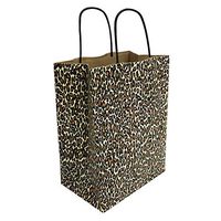DBM IMPORTS Kraft Paper Recycled Cub Shopping Gift Bags with Handles Leopard Printed Set 10 PC 8"