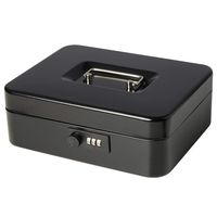 Jssmst Large Cash Box with Combination Lock - Durable Metal Cash Box with Money Tray Black(9.8 x 7.9 x 3.5), SM-CB07001L