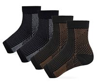 2pairs - Compression Socks Foot Sleeves, Plantar Fasciitis Ankle, Arch Braces & Supports (L/X-Large, Black & Copper)