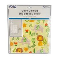 Giant Gift Sack ~ 36" x 44" Bag, Tag and Ribbon~ Baby or Birthday, Any Occasion ~Lion, Elephants All in one Bag!