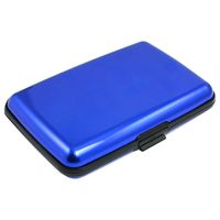 Uxcell Alloy Rectangle 6 Pockets Bank Card Holder Protector Bo Blue Black
