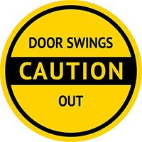 StickerTalk Caution Door Swings Out Vinyl Sticker, 5 inches by 5 inches