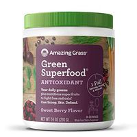 Amazing Grass Green Superfood Antioxidant: Super Greens Powder with Spirulina, Elderberry, Bilberry & Probiotics, Sweet Berry, 30 Servings
