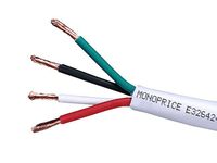 Monoprice Access Series 16 Gauge AWG CL2 Rated 4 Conductor Speaker Wire/Cable - 250ft Fire Safety in Wall Rated, Jacketed in White PVC Material 99.9% Oxygen-Free Pure Bare Copper