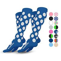 Go2Socks Compression Socks for Men Women Nurses Runners 20-30 mmHg Medical Stocking Athletic (2pBluePolka, S)