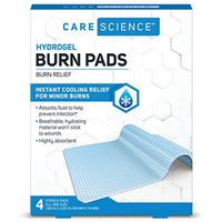 Care Science Hydrogel Sterile Burn Pads & Wound Dressing for Burn Relief, 4 ct | Instant Cooling Relief for Minor Burns