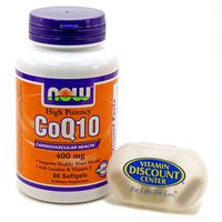 Bundle – 2 Items : 1 Bottle of CoQ10 400 mg by Now Foods 60 Softgels and 1 VDC Pill Box