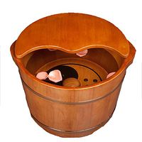 ANHPI Foot Basin Wooden Bucket Foot Barrels Magnet Massage Beads Foot Tub Foot Bath Barrel (36 27cm),A