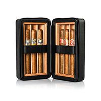 Jamestown Cigar Barcelona Leather Travel Cigar Case - Handmade Cedar-Lined Travel Case Wrapped in Soft Synthetic Leather - Holds up to 6 Full-Size Cigars