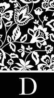 Guest Towel Size Napkin, 4.5"x8", Pack of 15, Monogram Floral Black D