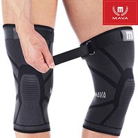 Mava Sports Knee Compression Sleeve Support with Adjustable Strap for Men and Women - Perfect for Powerlifting, Weightlifting, Running, Gym Workout, Squats and Pain Relief (Active Strap, Medium)