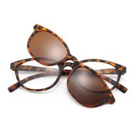 HQMGLASSES New Polarized Clip Magnet Reading Glasses, HD Resin Lens UV Protection Sunglasses Suitable for Fishing/Driving +1.0 to +3.0,Leopard,+2.5