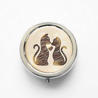 RhyNSky Animal Cat Mini Portable Pocket Pill Box Case Holder for Purse, 3 Compartments, Silvery, FS7