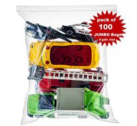 [ 100 Count ] Extra Large Super Big Bags, Zip & Lock Jumbo Big Plastic Bags, 18"x24" Clear 5 Gallon Bags, 100 Count