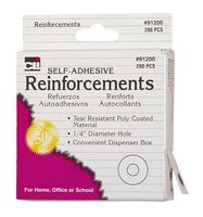 Charles Leonard Paper Hole Reinforcements, Self Adhesive, 1/4 Inch Holes Reinforcements in Dispenser Box, White, 200/Box (91200)