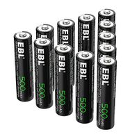 EBL AAA Rechargeable Batteries, 500mAh Ni-CD Solar Lights Battery (Pack of 12)