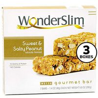 WonderSlim Gourmet High Protein Bar/Diet Bars with 10g Protein - Trans Fat Free, Cholesterol Free, Sweet & Salty Peanut Bar - 3 Box Value-Pack (Save 10%)