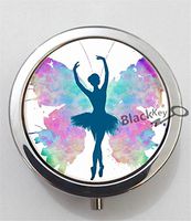 BlackKey Ballerina Dancer Girl Silhouette 3-Compartment Decorative Pocket Gift Box Case Organizer for Pill, Color 1 -2284