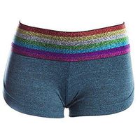 LinqiudD Women Sports Shorts Gym Workout Waistband Skinny Yoga Short Pants(Blue,S)