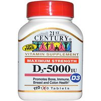 21st Century, Maximum Strength D3, 5000 IU, 110 Tablets - 2pc