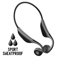 Aztine Bluetooth 5.0 Bone Conduction Open Ear Wireless Headphones, IPX5 Waterproof Sweatproof Sporty Communication Headset for Cycling, Running, Training (Gray)