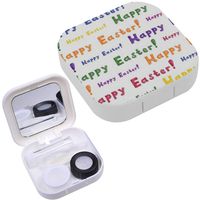 Portable Contact Lens Case Box Travel Kit Mirror + Bottle + Tweezers Container Holder [ Color Happy Easter ]