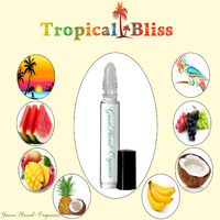 Set of 4: Tropical Bliss Fragrance Oil Collection (Tahitian Vanilla, Lemon Orange, Wild Plumeria, Green Grapes) Exotic & Fruity Notes with Nuances of Island Flowers