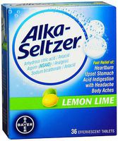 Alka-Seltzer Effervescent Lemon Lime - 36 Tablets, Pack of 2