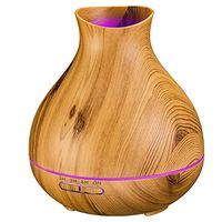 Aromatherapy Essential Oil Diffuser 550ml 12 Hours Wood Grain Aroma Diffuser with Timer Cool Mist Humidifier for Large Room, Home, Baby Bedroom, Waterless Auto Shut-Off, 7 Colors Lights Changing