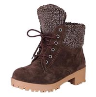 2019 Winter Warm Snow Boots for Women Lace Up Fur Lined Comfort Suede Chunky Block Heel Shoes Ankle Booties Sopzxclim