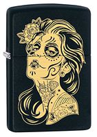 Zippo Lighter: Day of The Dead Girl, Engraved - Black Matte 79494